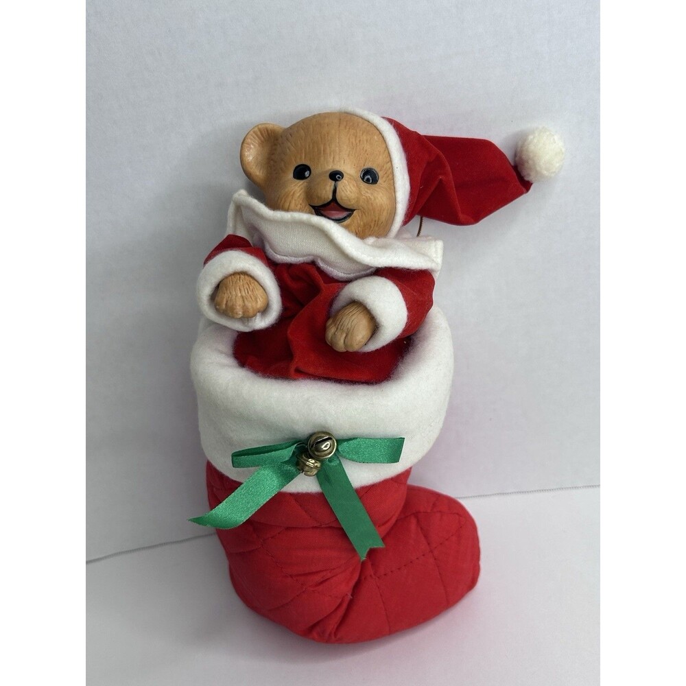 VTG Santa Bear Musical Moving Head Christmas Stocking Plush Decoration W/ Box